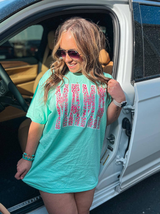 BRIGHT NEON LEOPARD MAMA TEE